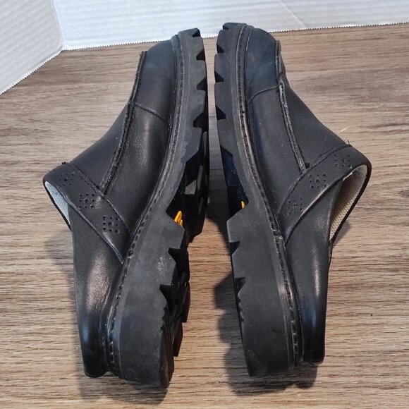 CAT Caterpillar Mule Clogs sz 7W Black Leather Walking Machines Slip On Platform - Picture 10 of 16